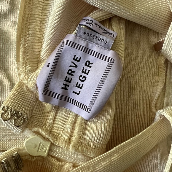 Herve Leger cream dress